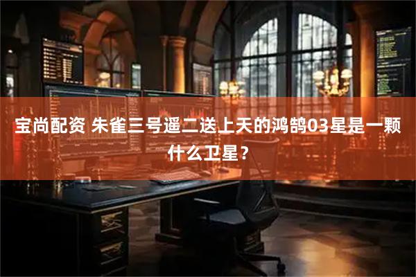 宝尚配资 朱雀三号遥二送上天的鸿鹄03星是一颗什么卫星？